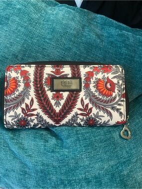 Gigi Hill Floral Zip-Around Wallet in Red and Gray